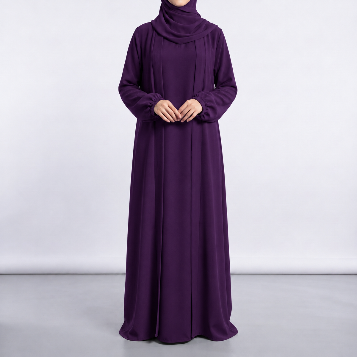 Aira - Kimono Abaya with attached inner - Purple