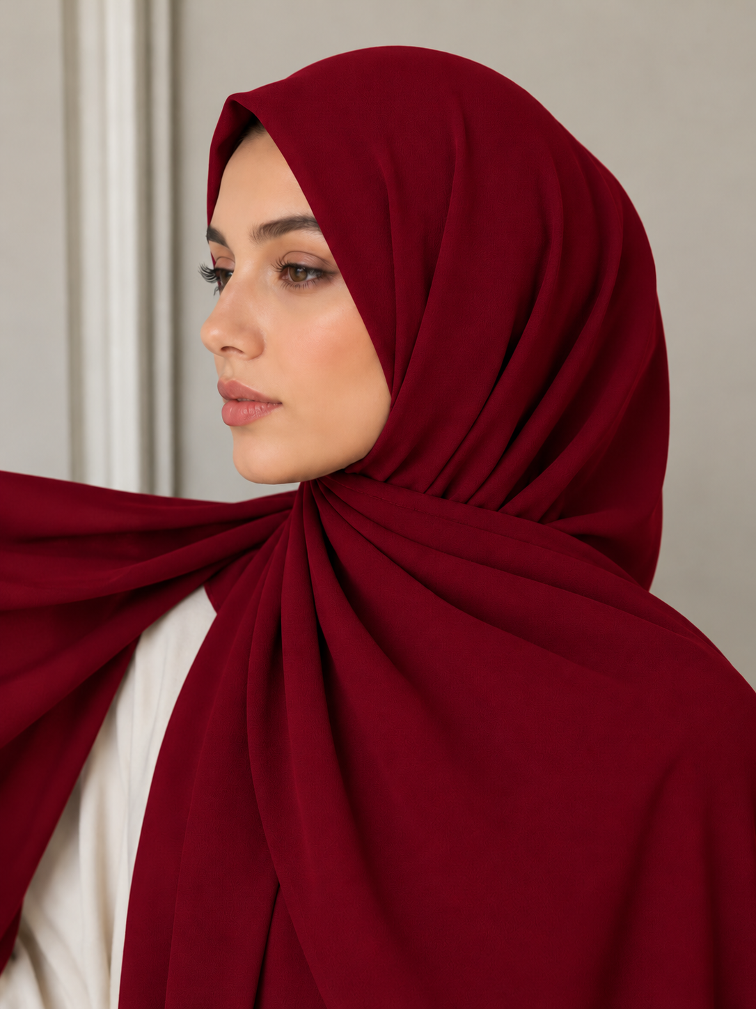 Instant Hijab - Hijab  Attached Hijab cap- Red