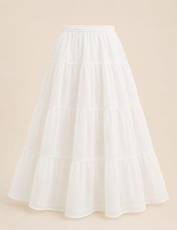 Daizy -3 Tiered Chiffon Skirt - White