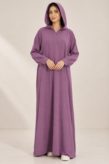 Textured Hooded Abaya – Purple Haze