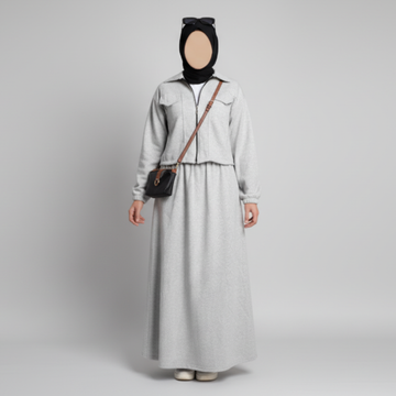 Serenity Fleece Jacket & Skirt Set - Gray