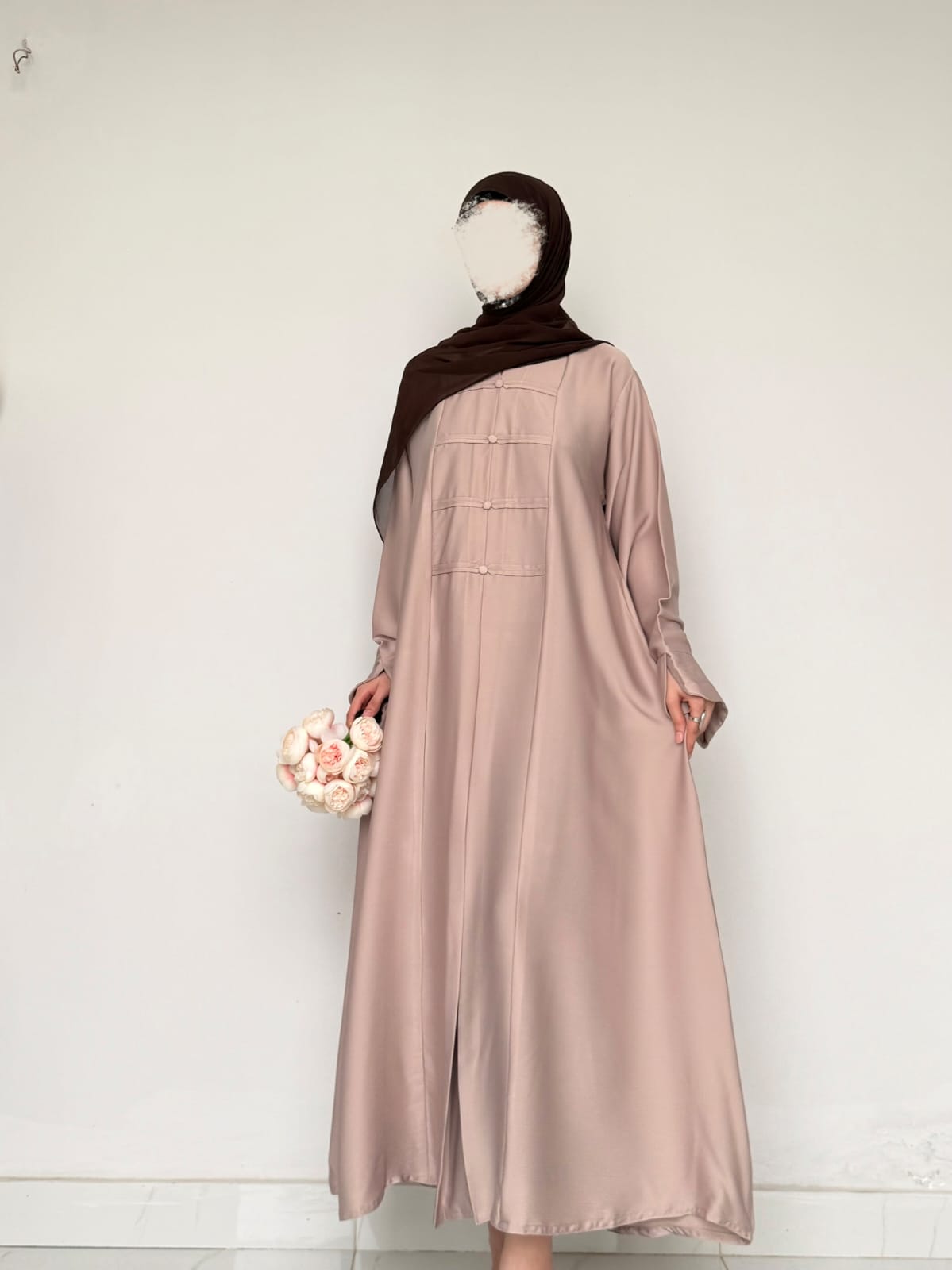 Liora - Pleated Abaya - Beige