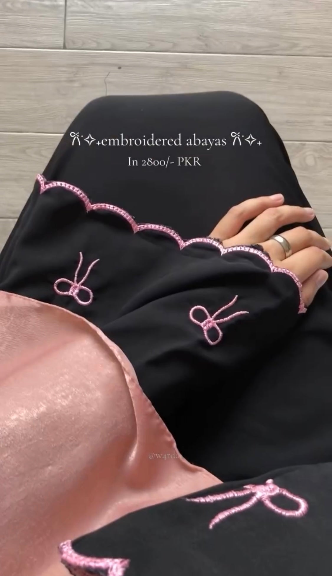 Twill - Bow Embroidered Abaya