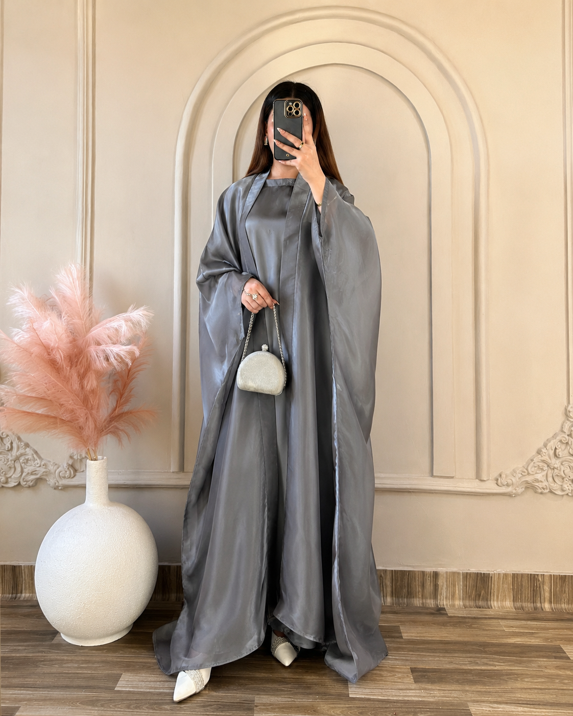 Moonveil Abaya-Silver