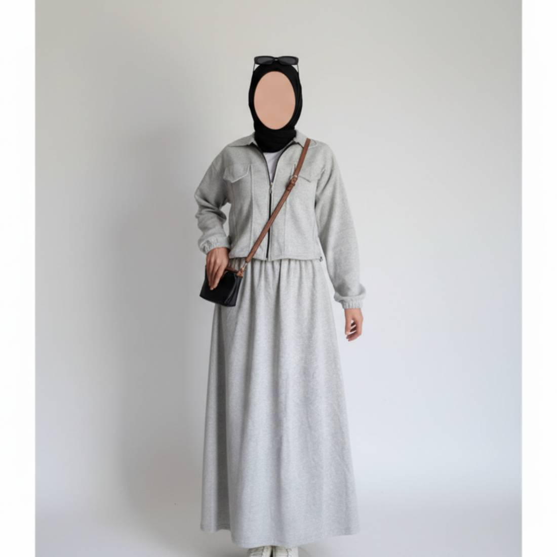 Serenity Fleece Jacket & Skirt Set - Gray