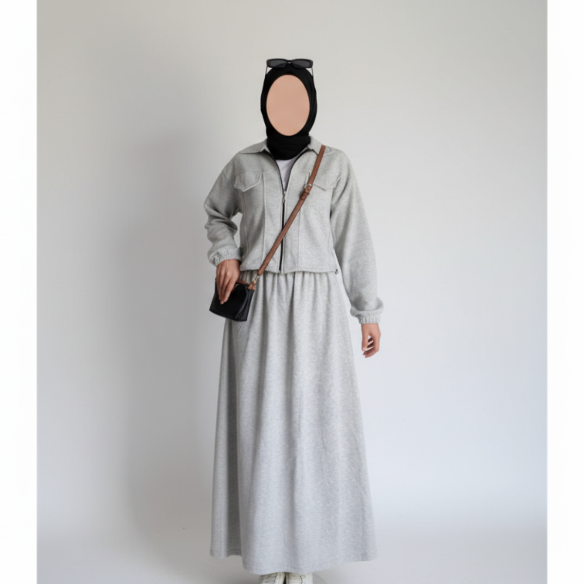 Serenity Fleece Jacket & Skirt Set - Gray