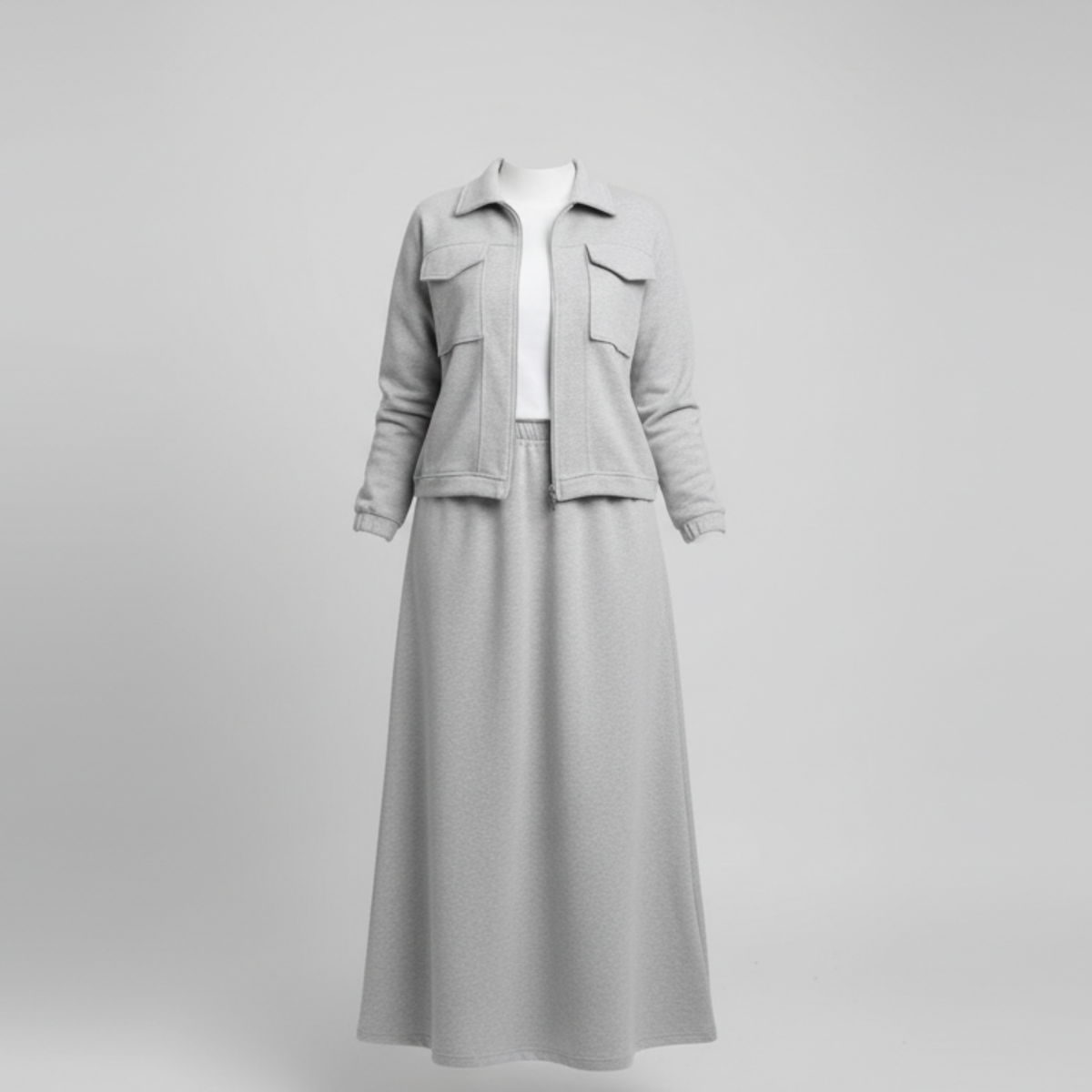 Serenity Fleece Jacket & Skirt Set - Gray