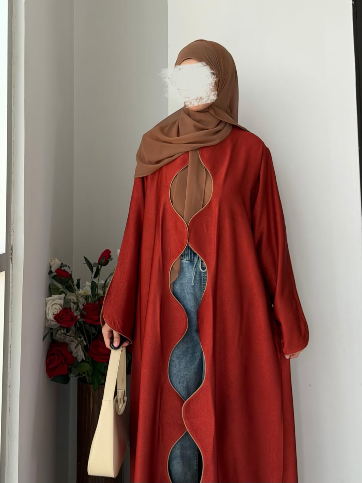 Textured Scallop Coat-Rust