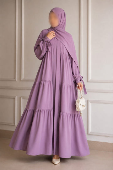 Flowy 3 Piece Abaya Set- Lilac
