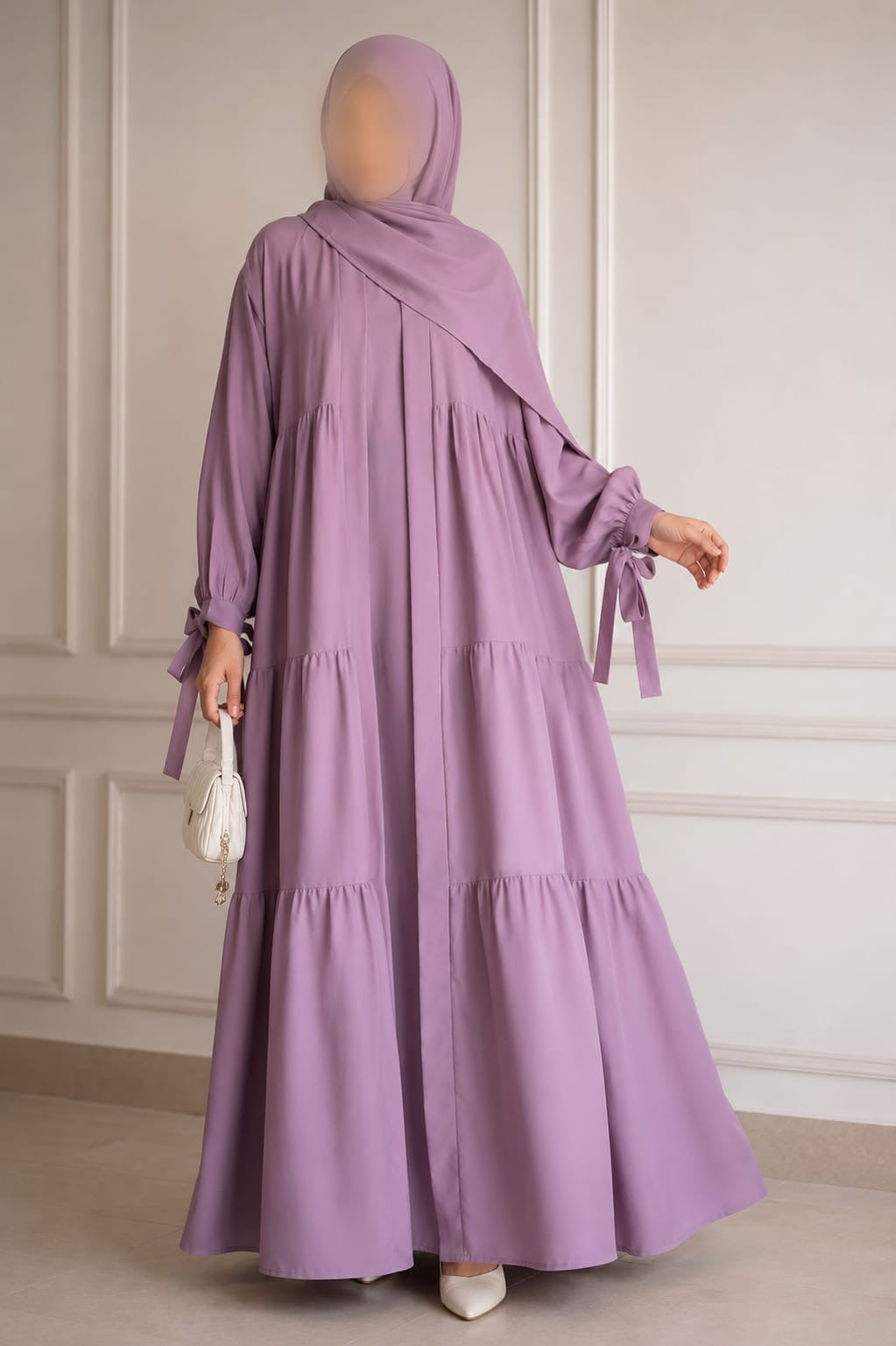 Flowy 3 Piece Abaya Set- Lilac