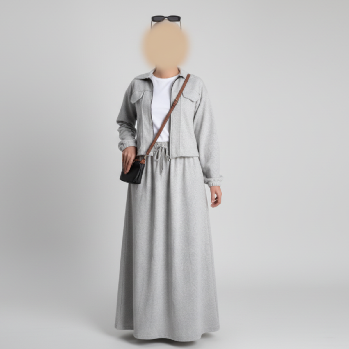 Serenity Fleece Jacket & Skirt Set - Gray