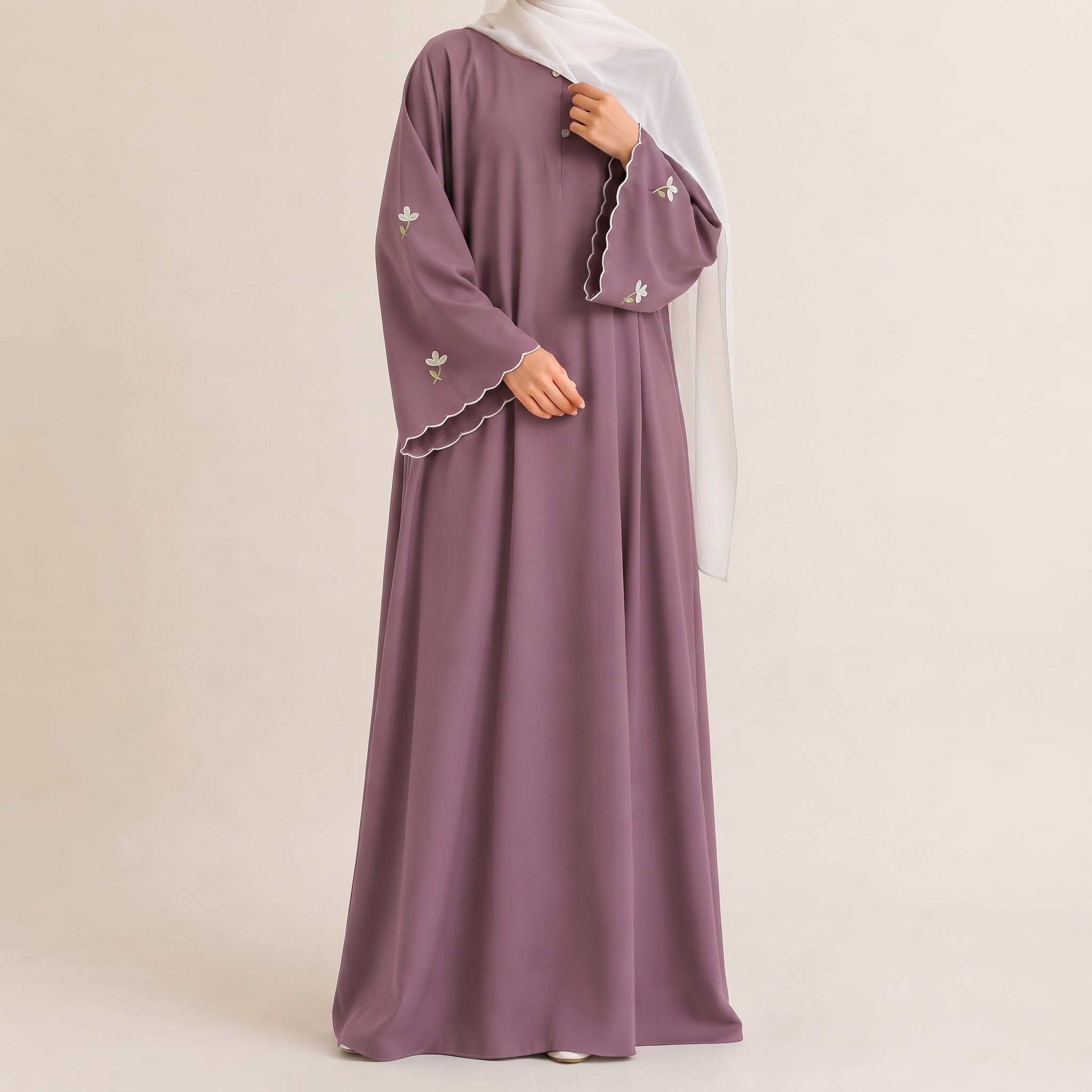 LILIA  Embroidered Abaya  Plum
