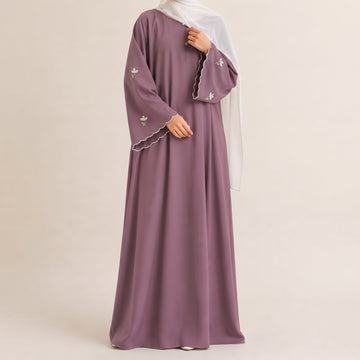LILIA  Embroidered Abaya  Plum