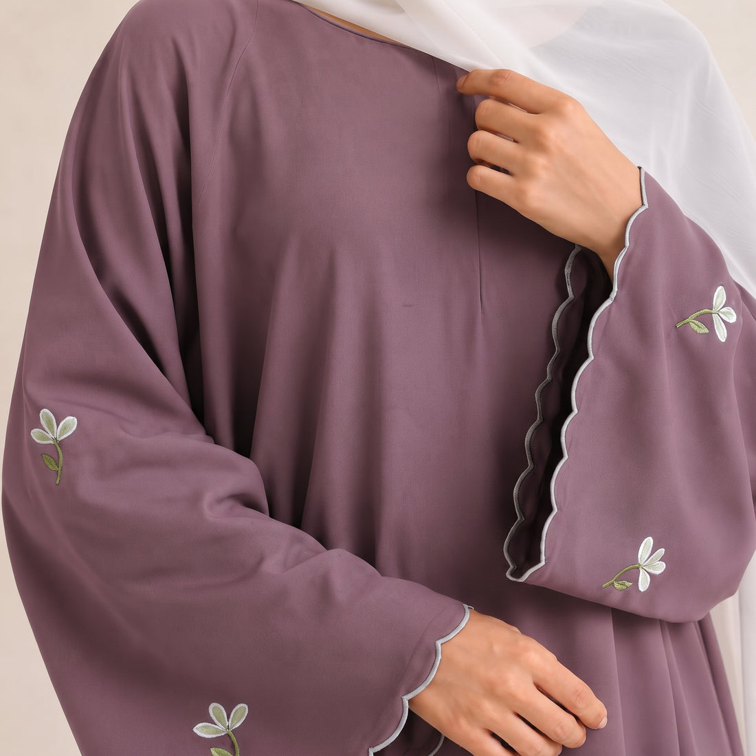 LILIA  Embroidered Abaya  Plum
