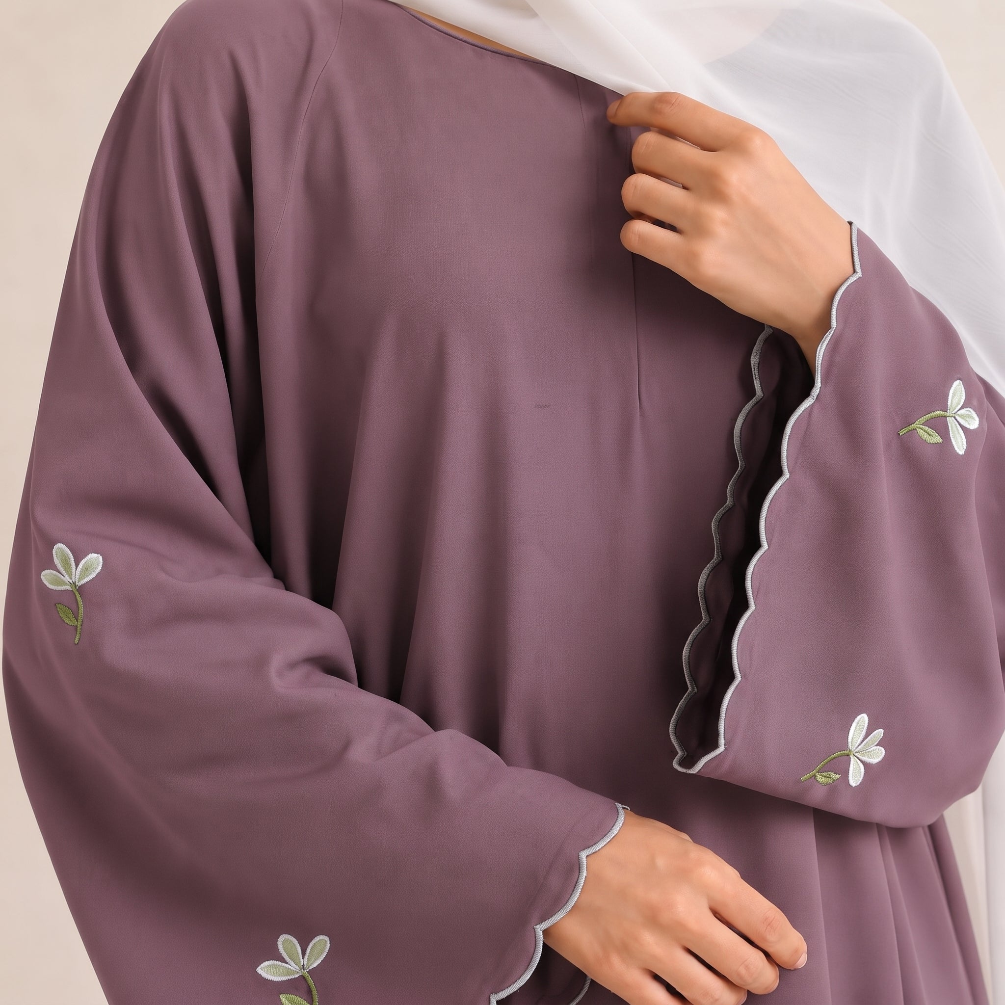 LILIA  Embroidered Abaya  Plum