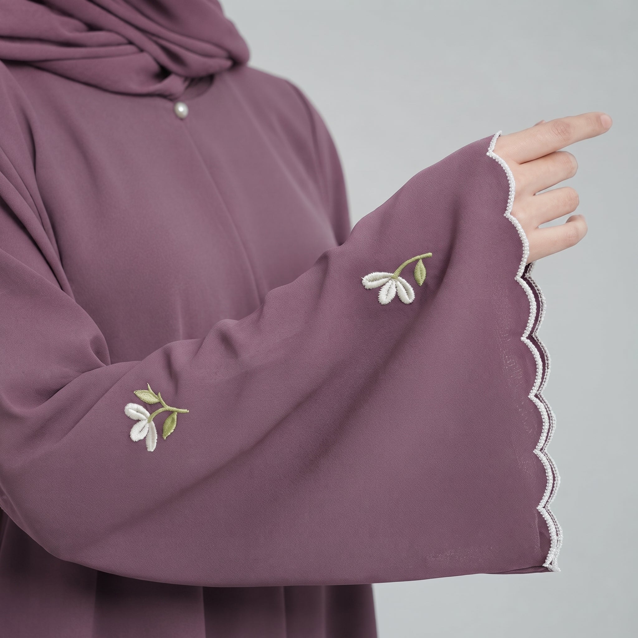LILIA  Embroidered Abaya  Plum