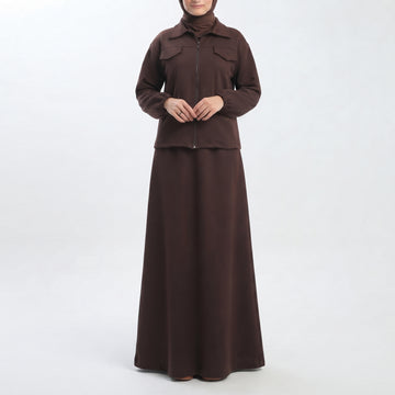 Two-Piece Fleece Modest Set â?? Dark Brown
