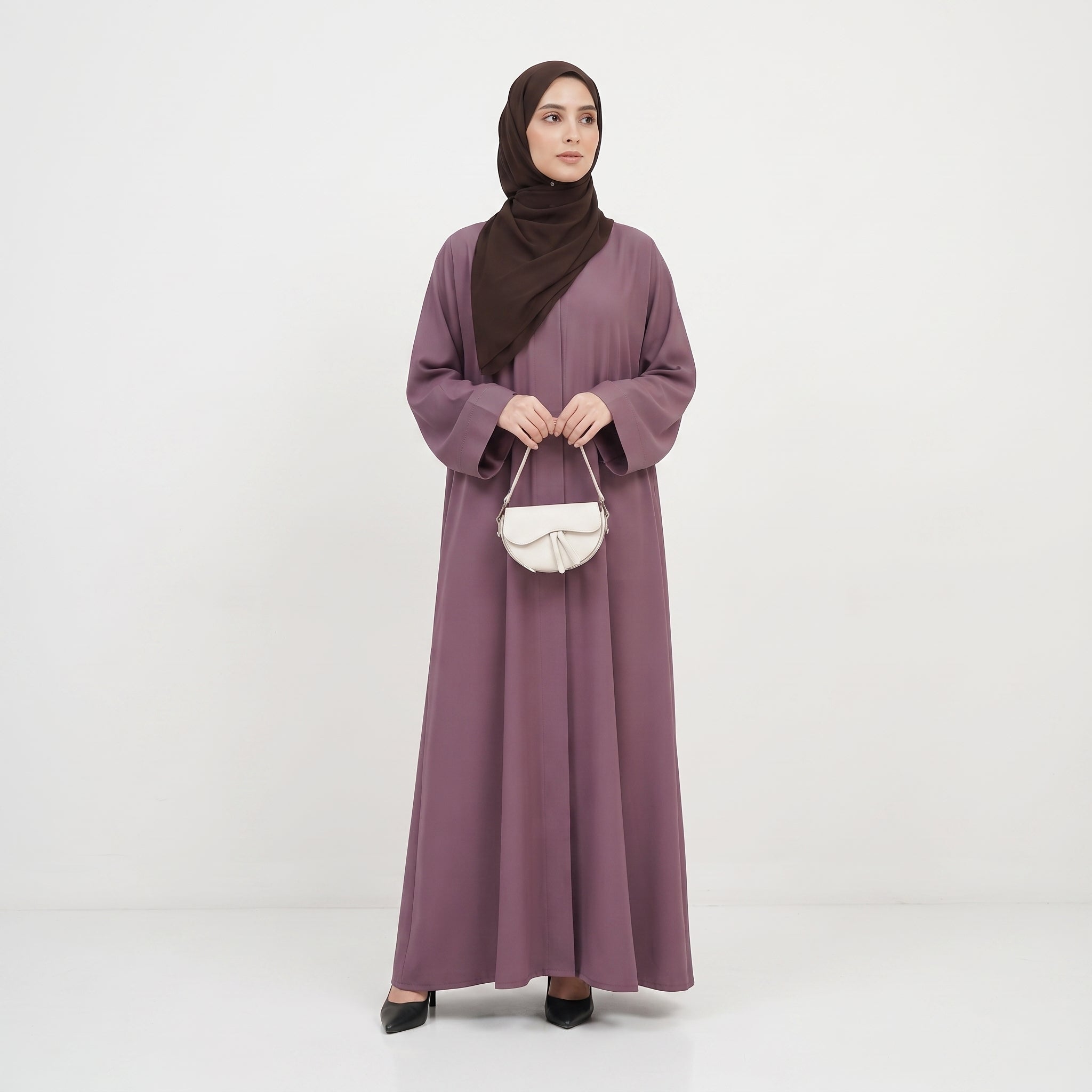 Everyday Front Open Abaya - Mauve