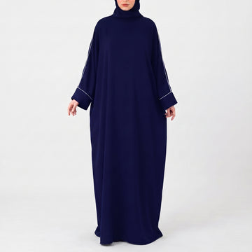 Piping Abaya- Navy Blue