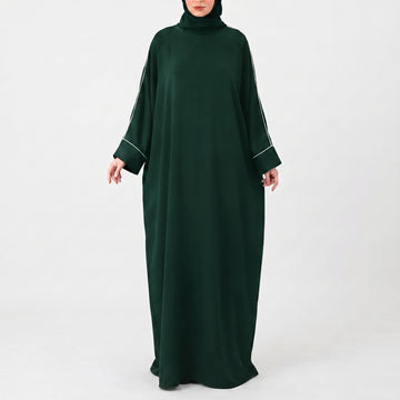Piping Abaya- Dark Green