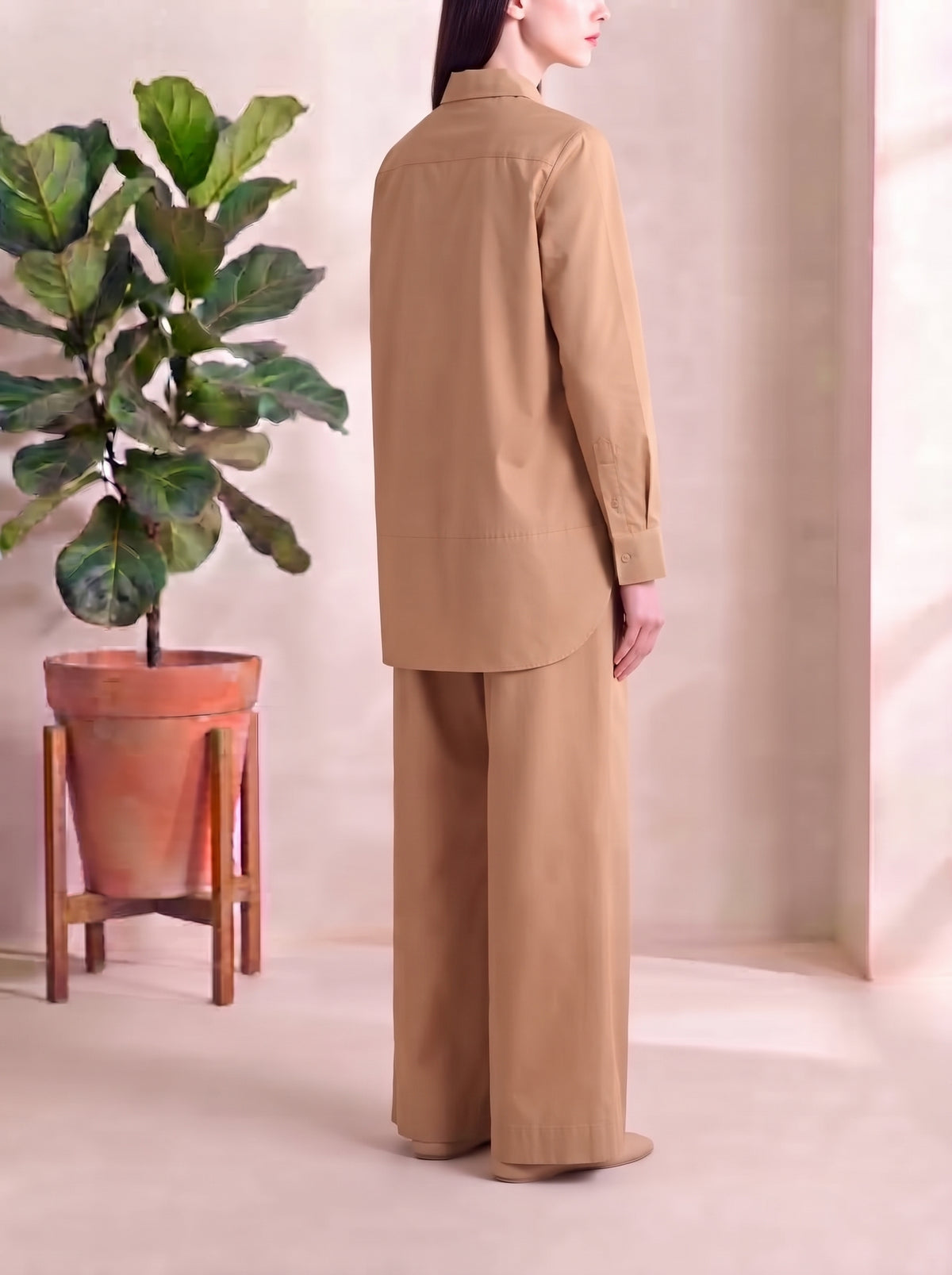 Button-Down Co-Ord Set - Tan