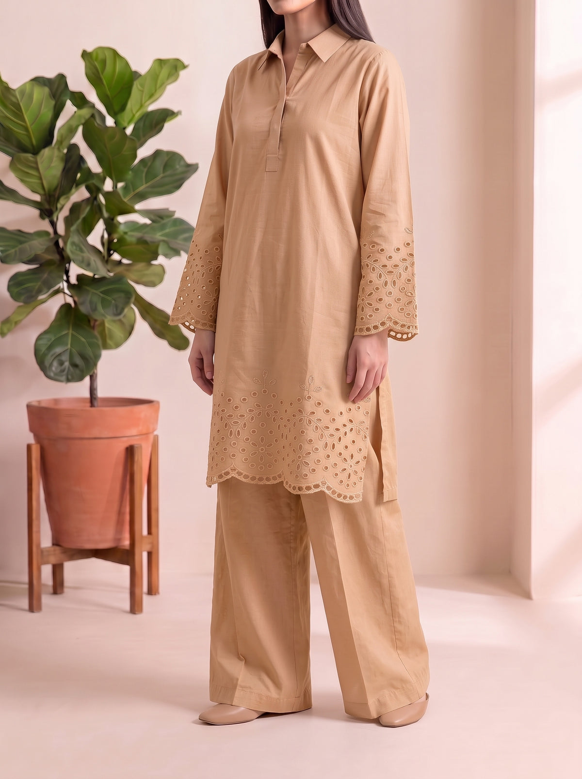 NURA - 2PC COTTON COORD SET- SKIN