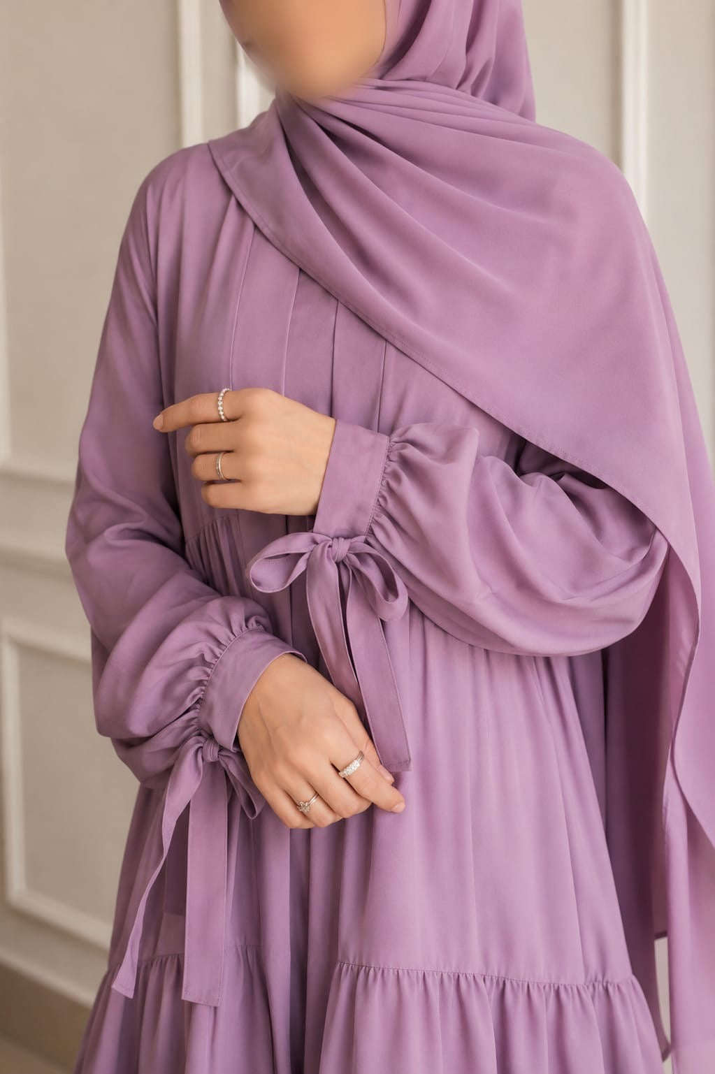 Flowy 3 Piece Abaya Set- Lilac