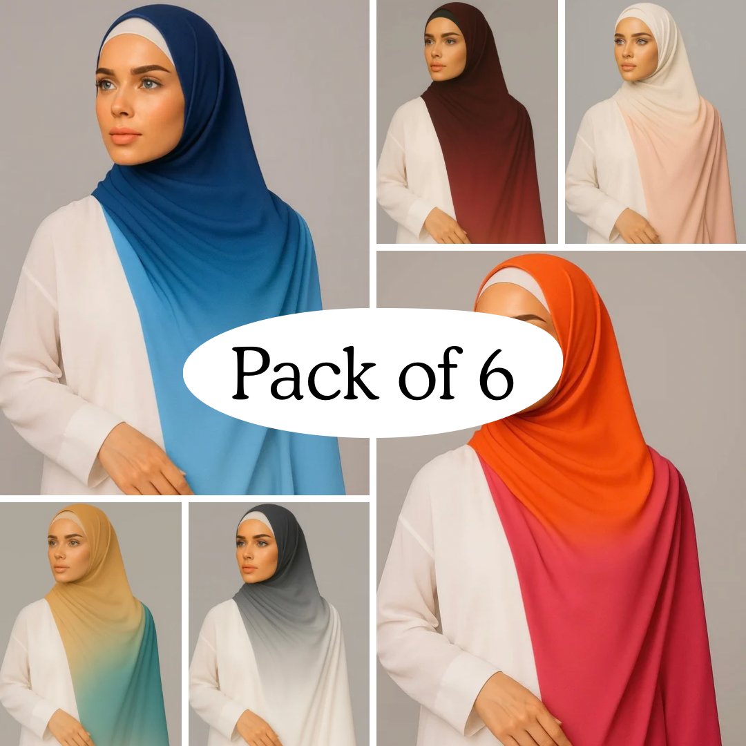 Ombre Hijabs- Pack of 6 (click to pick colours)