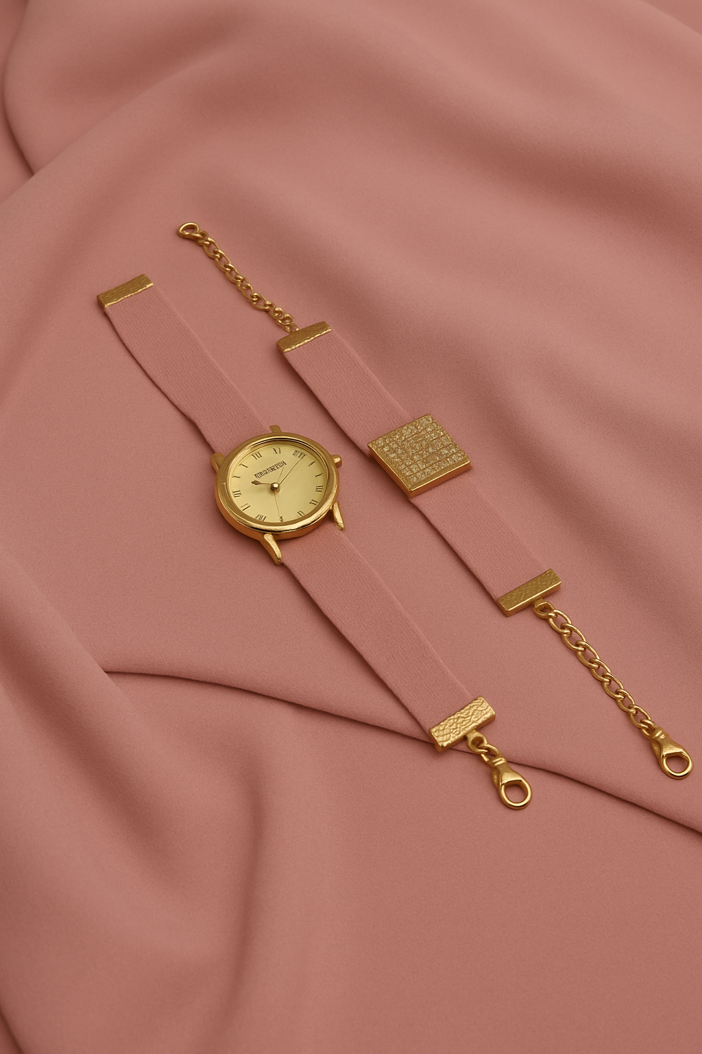 HIJAB  MATCHING WATCH  BRACELET SET - DUSTY ROSE