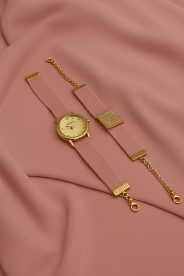 HIJAB  MATCHING WATCH  BRACELET SET - DUSTY ROSE
