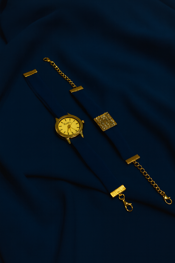 HIJAB  MATCHING WATCH  BRACELET SET- NAVY BLUE