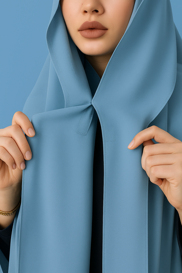 GEORGETTE HIJAB WITH ATTACHED CAP  MAGNETS- SKY BLUE