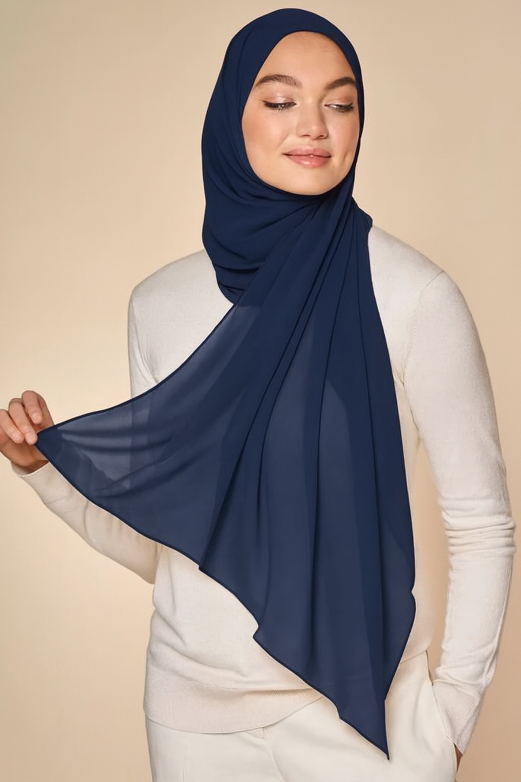 Instant hijab - Hijab  Attached Cap - Navy blue