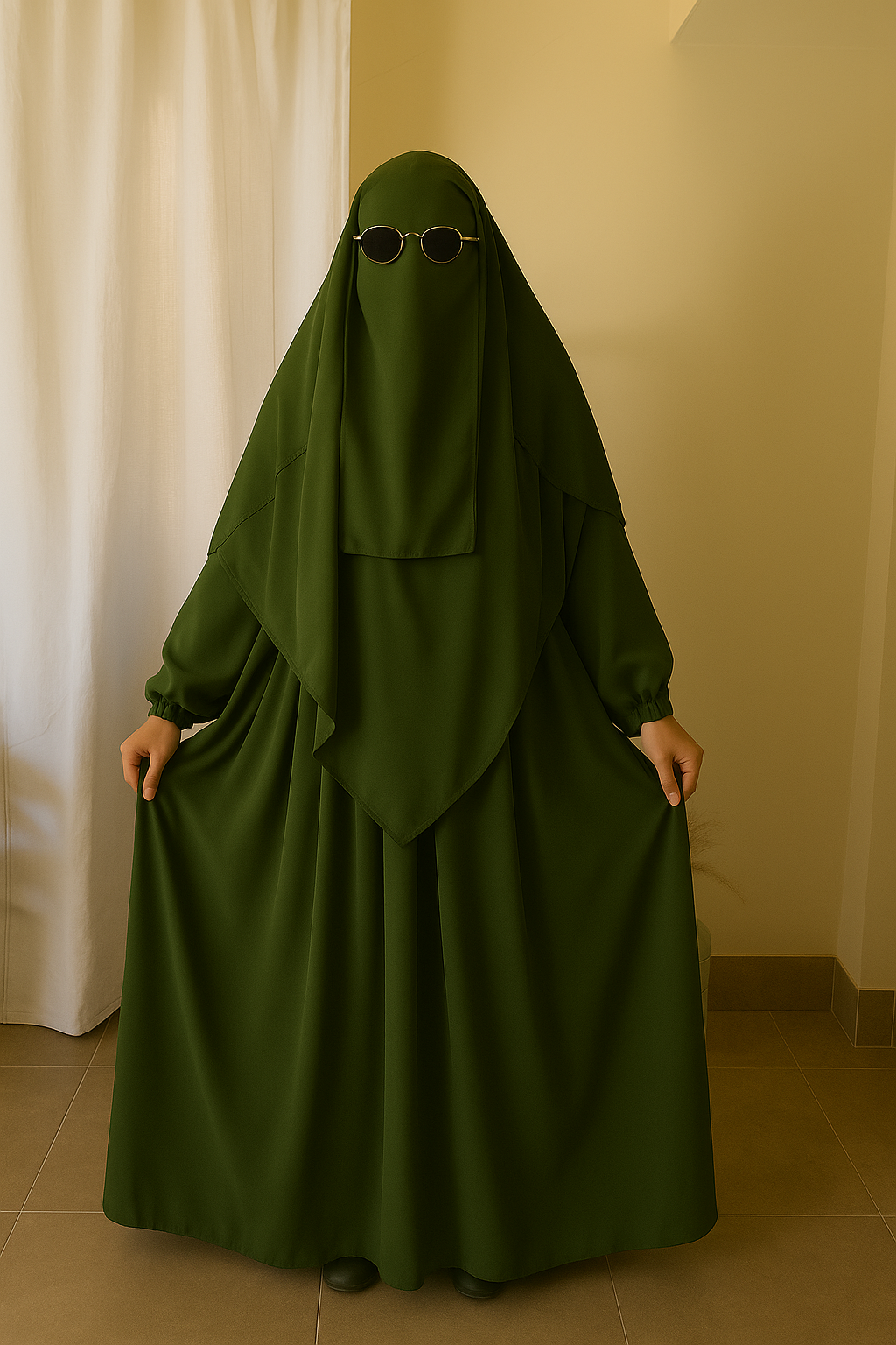 3 Piece Abaya Set (Abaya + Khimar + Niqab) - OLIVE