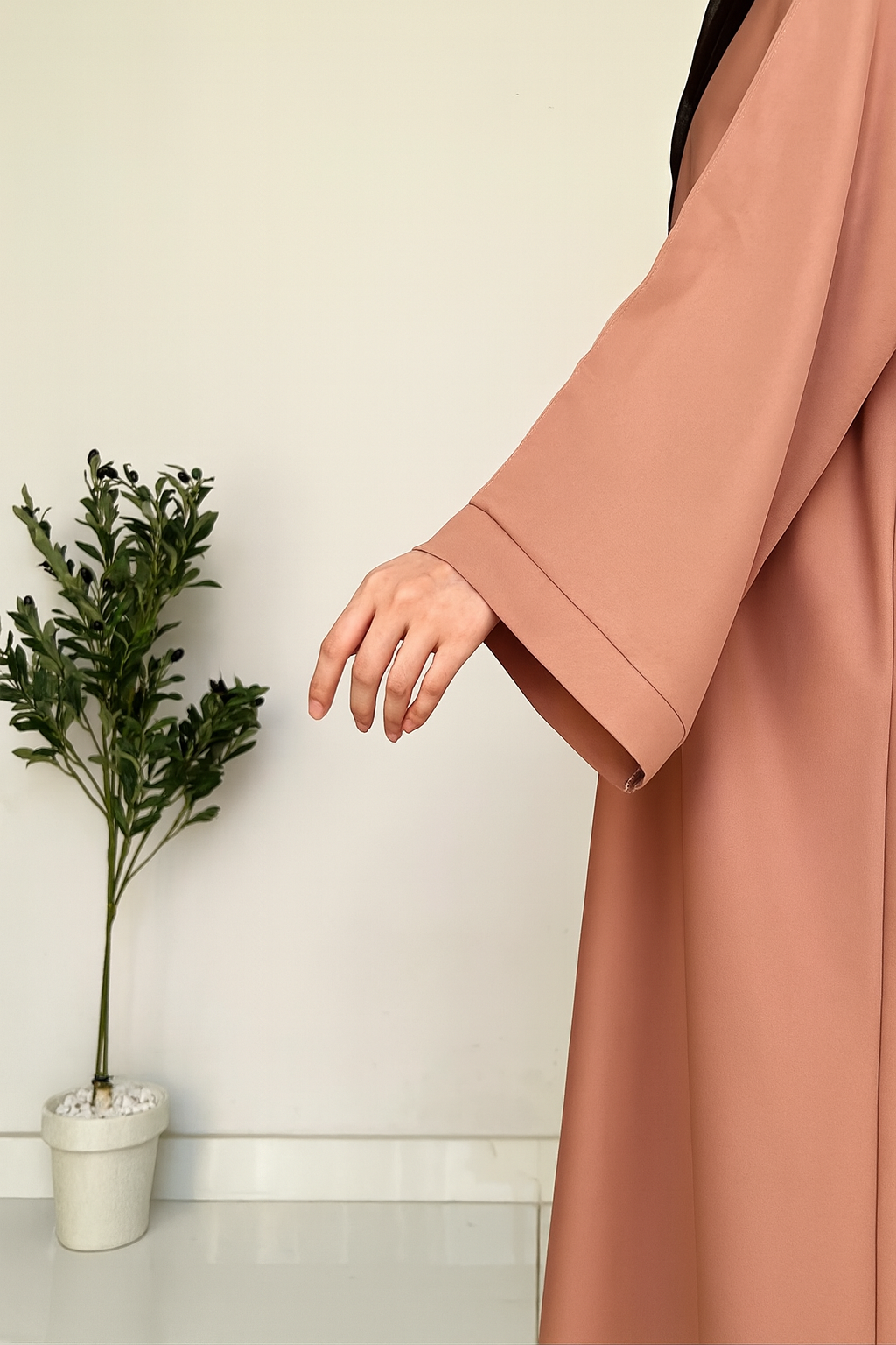 Everyday Front Open Abaya - Dusty Peach