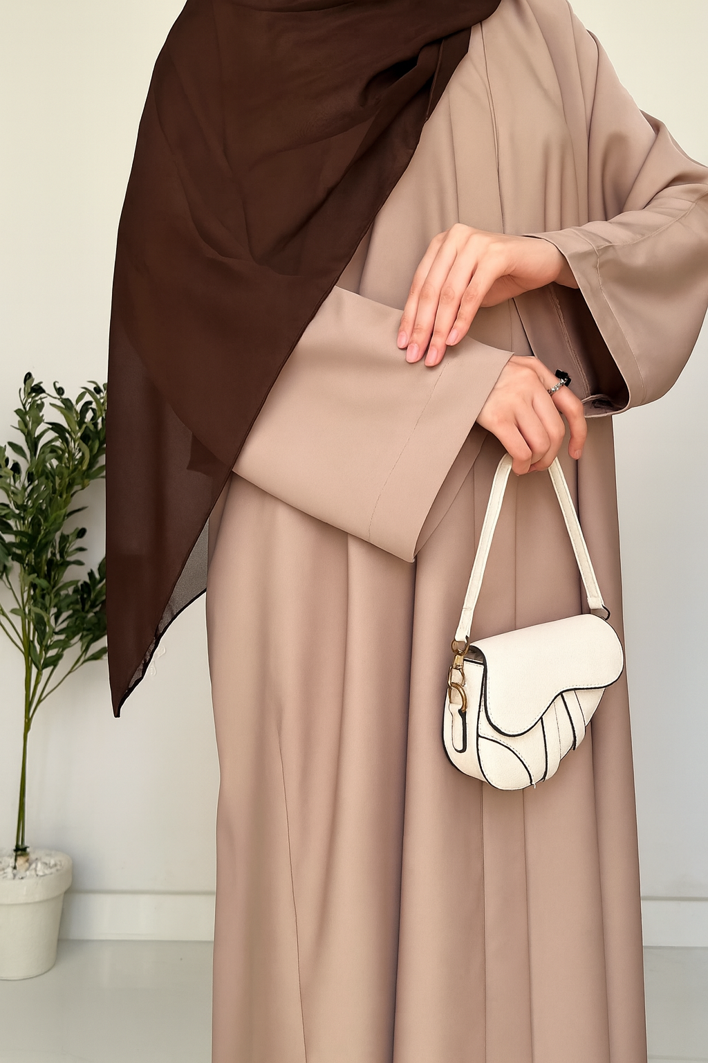 Everyday Front Open Abaya - Beige