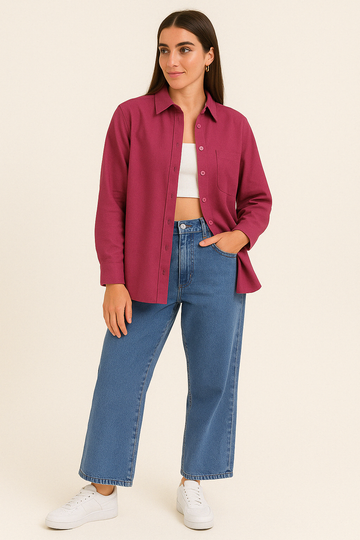 Casual Button Down Shirt - Mauve