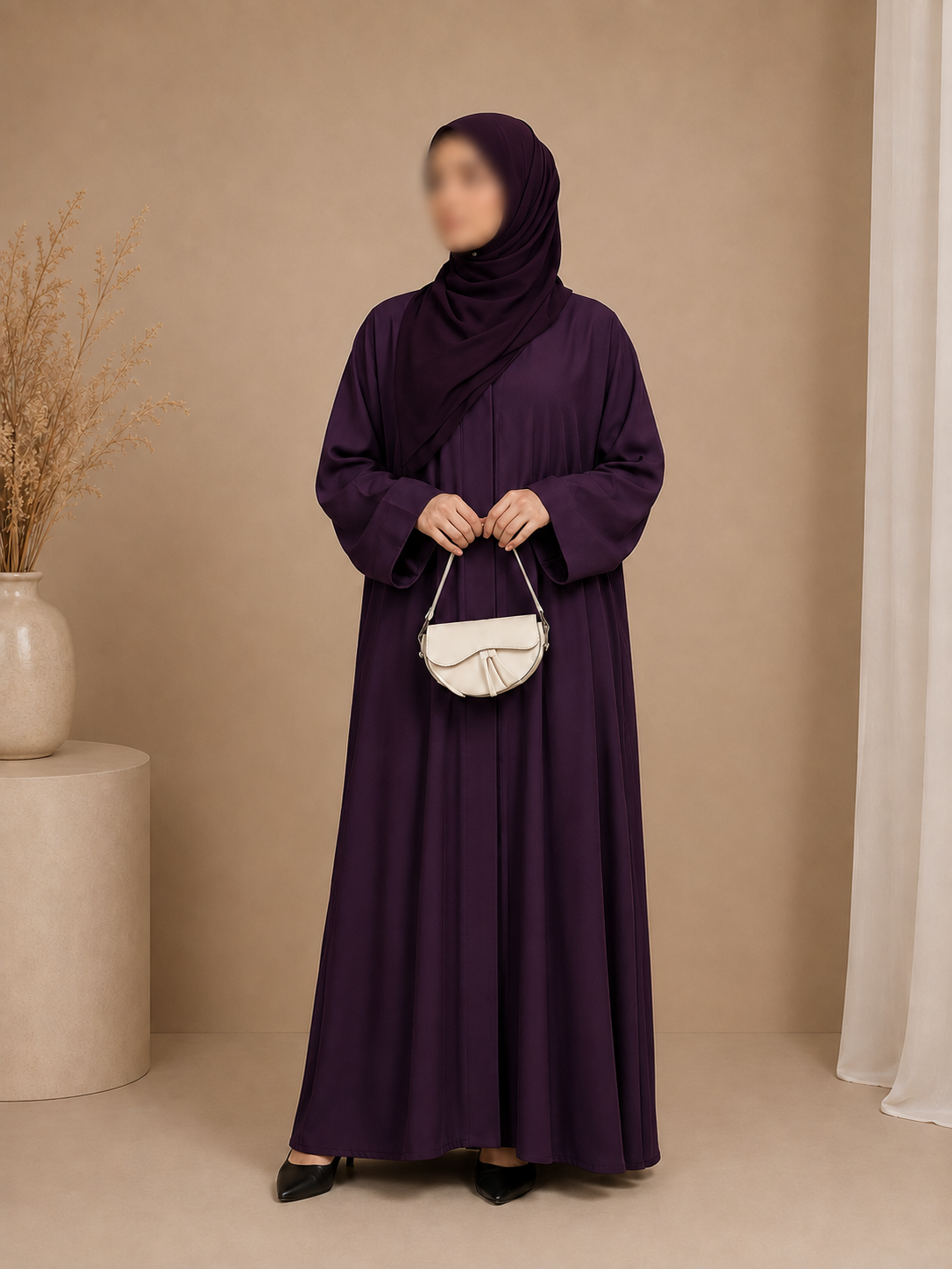 Everyday Front Open Abaya - Purple