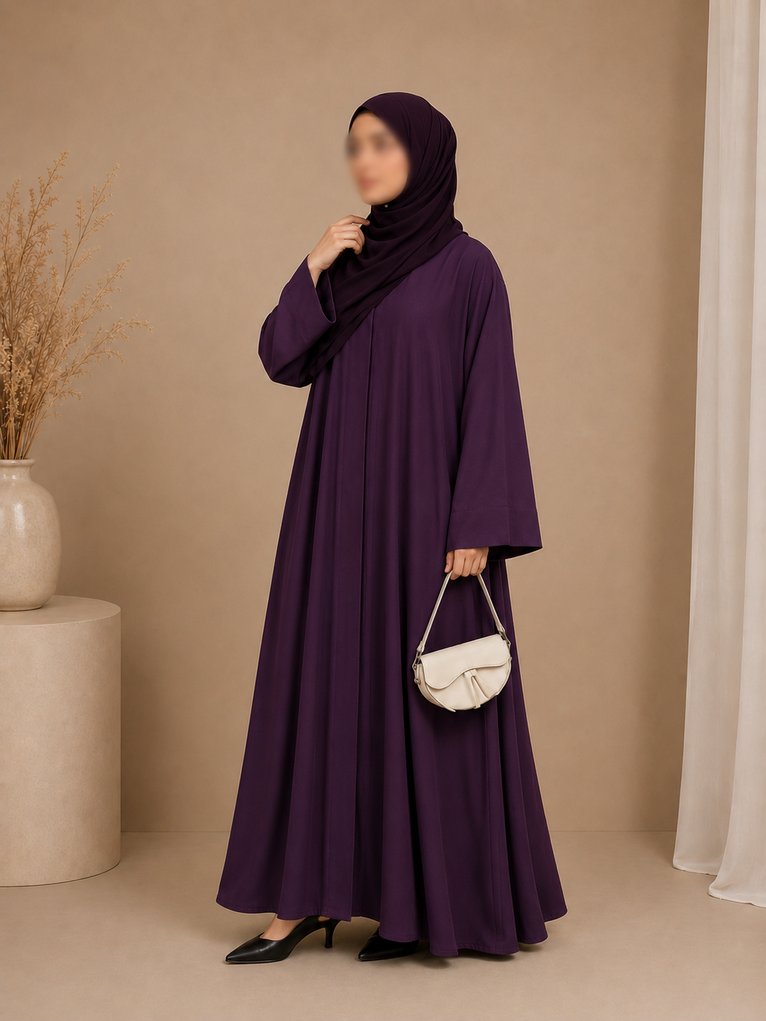 Everyday Front Open Abaya - Purple