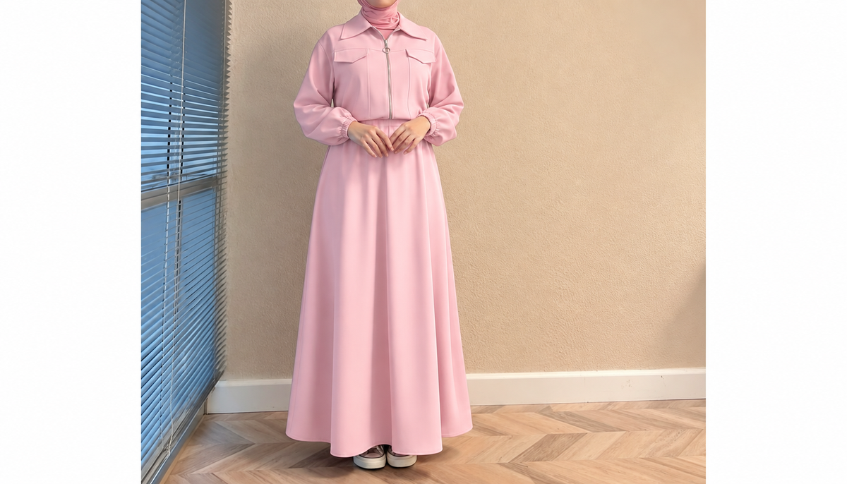 Two-Piece Fleece Modest Set- Baby Pink