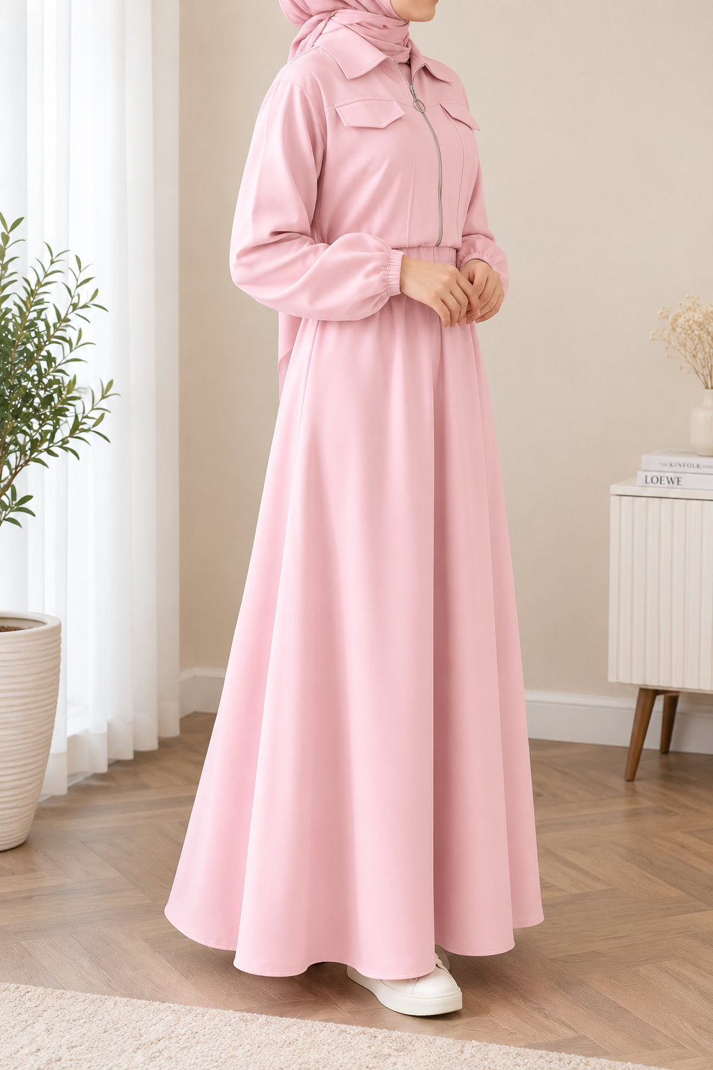 Two-Piece Fleece Modest Set- Baby Pink