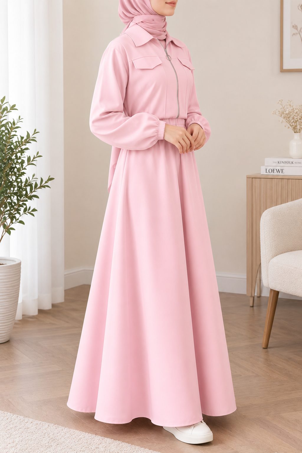 Two-Piece Fleece Modest Set- Baby Pink