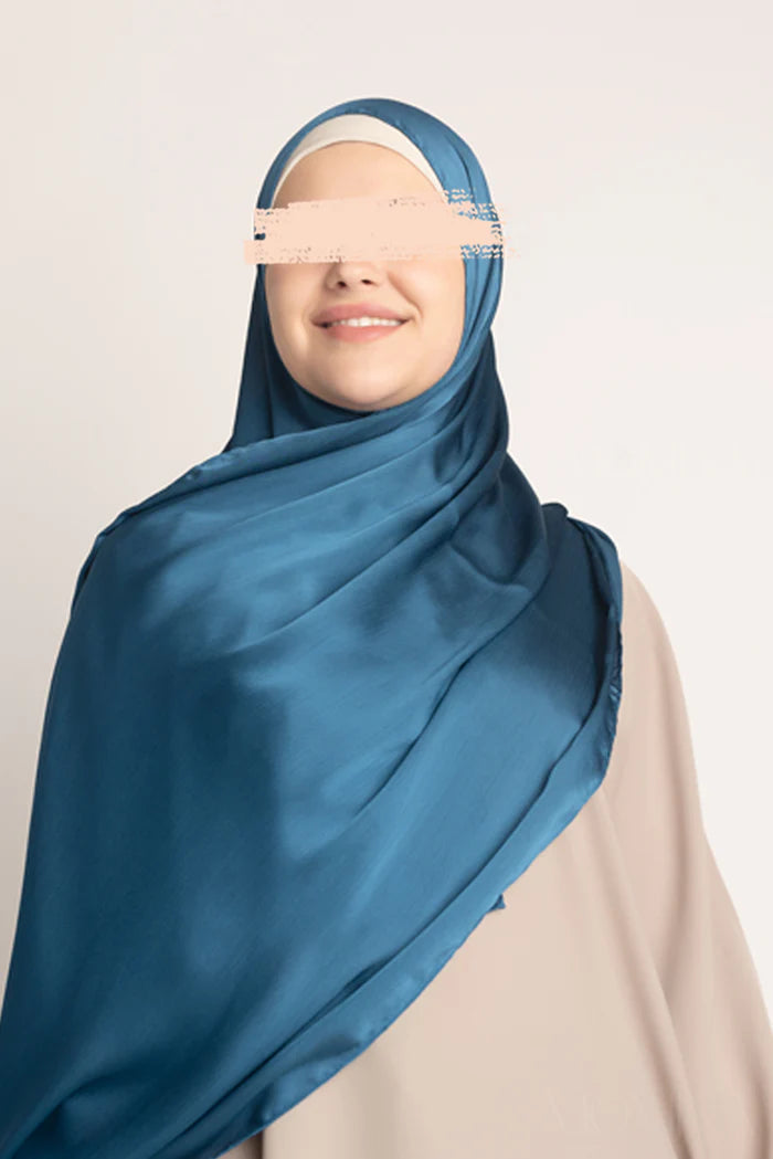 Premium Crinkle Silk Hijab - Blue