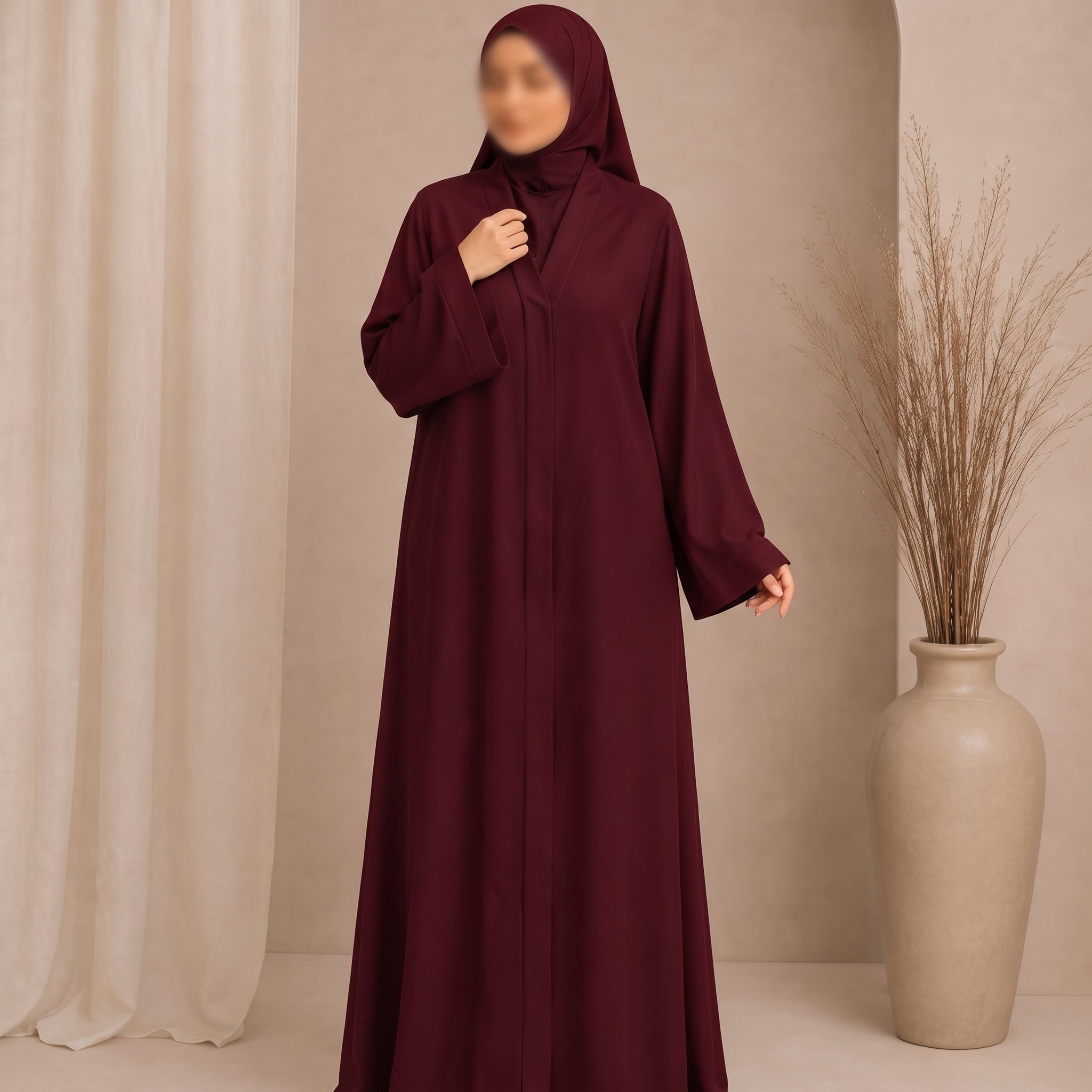 Everyday Front Open Abaya - Vine