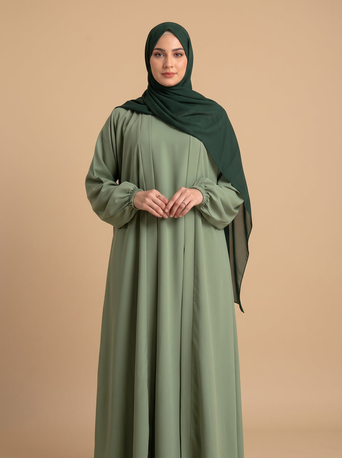 Aira - Kimono Abaya with attached inner - Pistachio