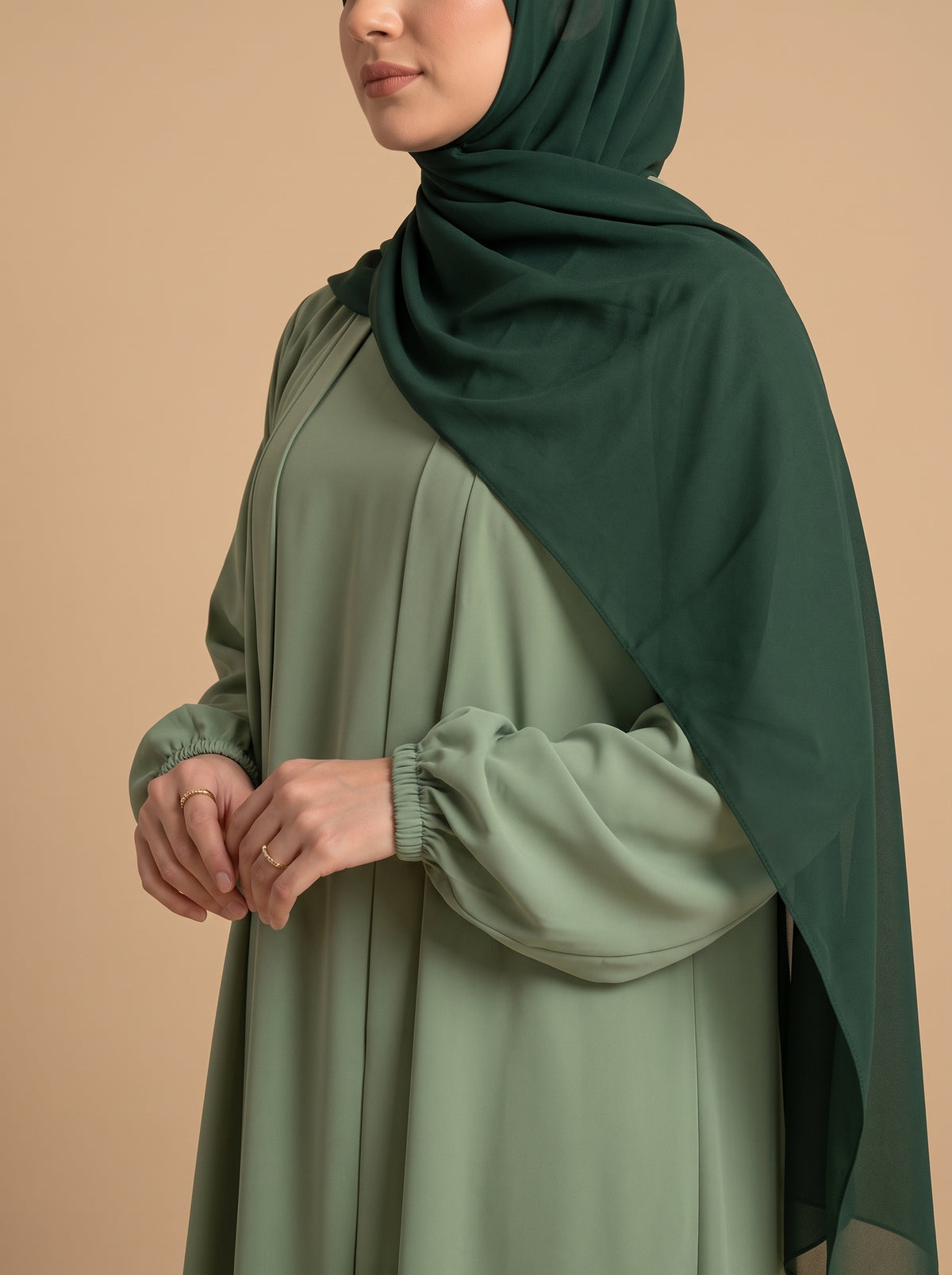 Aira - Kimono Abaya with attached inner - Pistachio