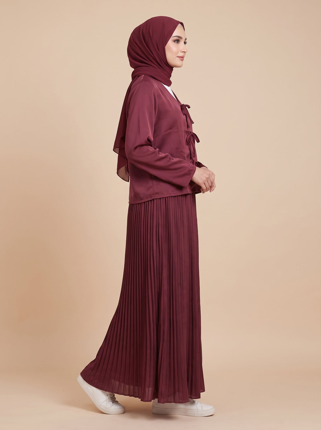 Pleated Skirt Top – Wine