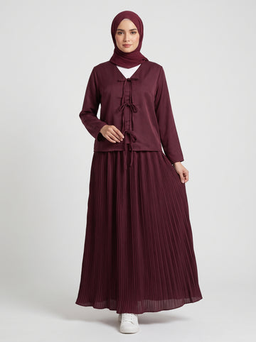 Pleated Skirt Top - Burgundy