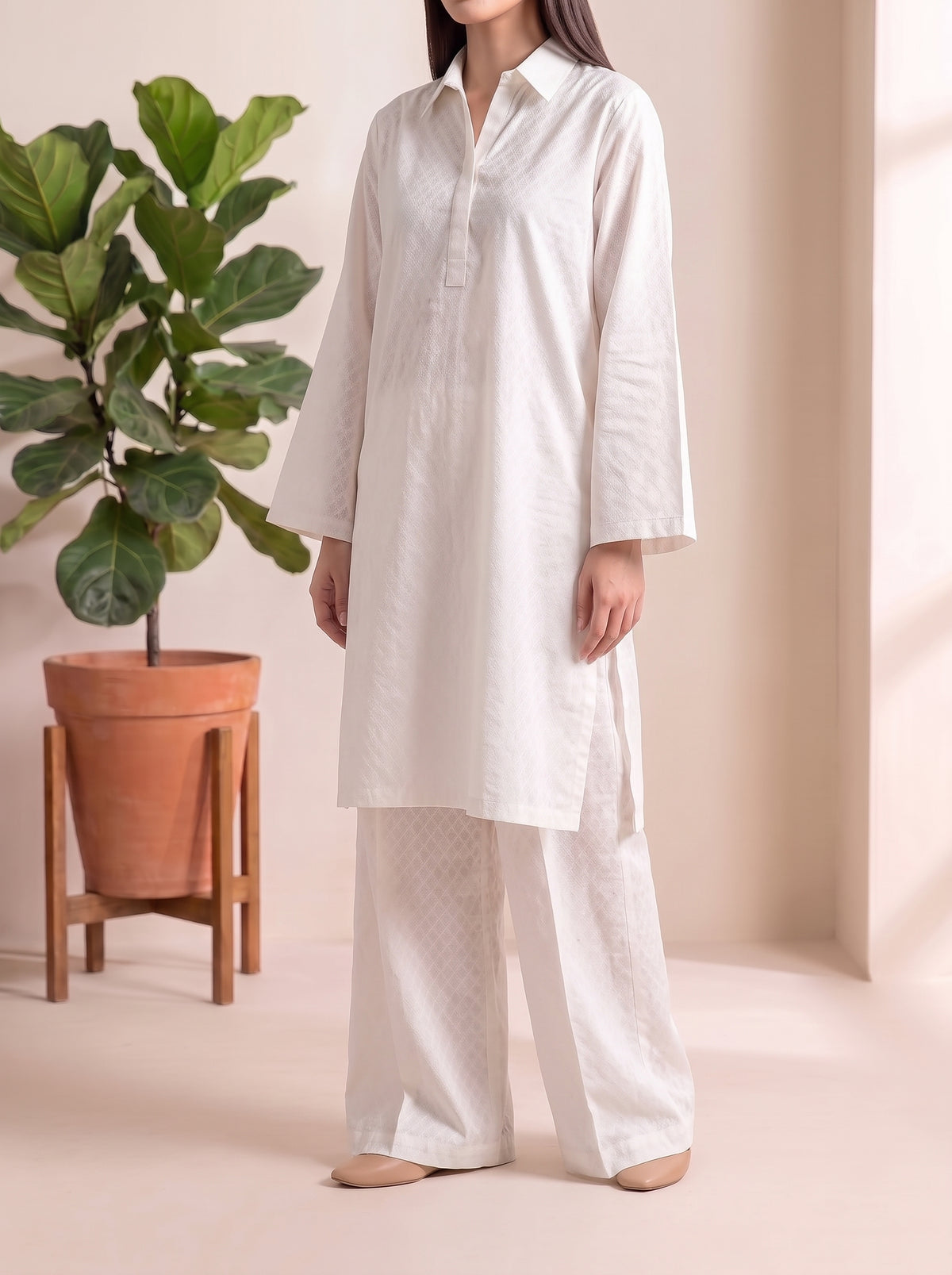 SOLACE- 2PC COTTON COORD SET- WHITE