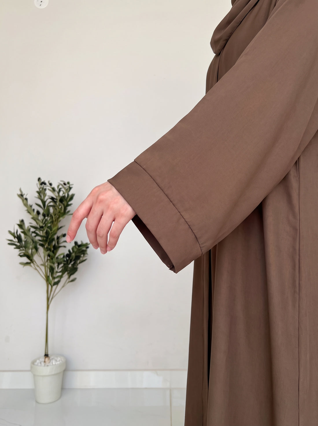 Everyday Front Open Abaya - Brown